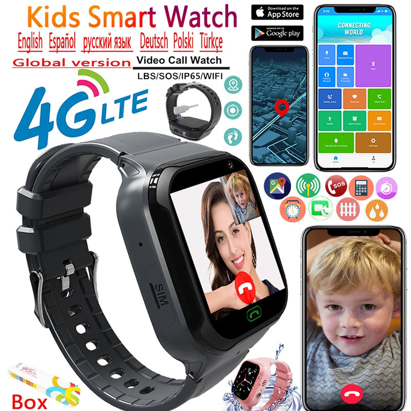 Relógio infantil inteligente com GPS,  4G e chamada de vídeo.