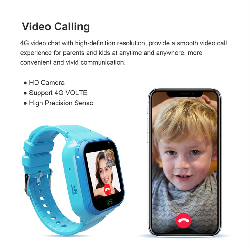 Relógio infantil inteligente com GPS,  4G e chamada de vídeo.